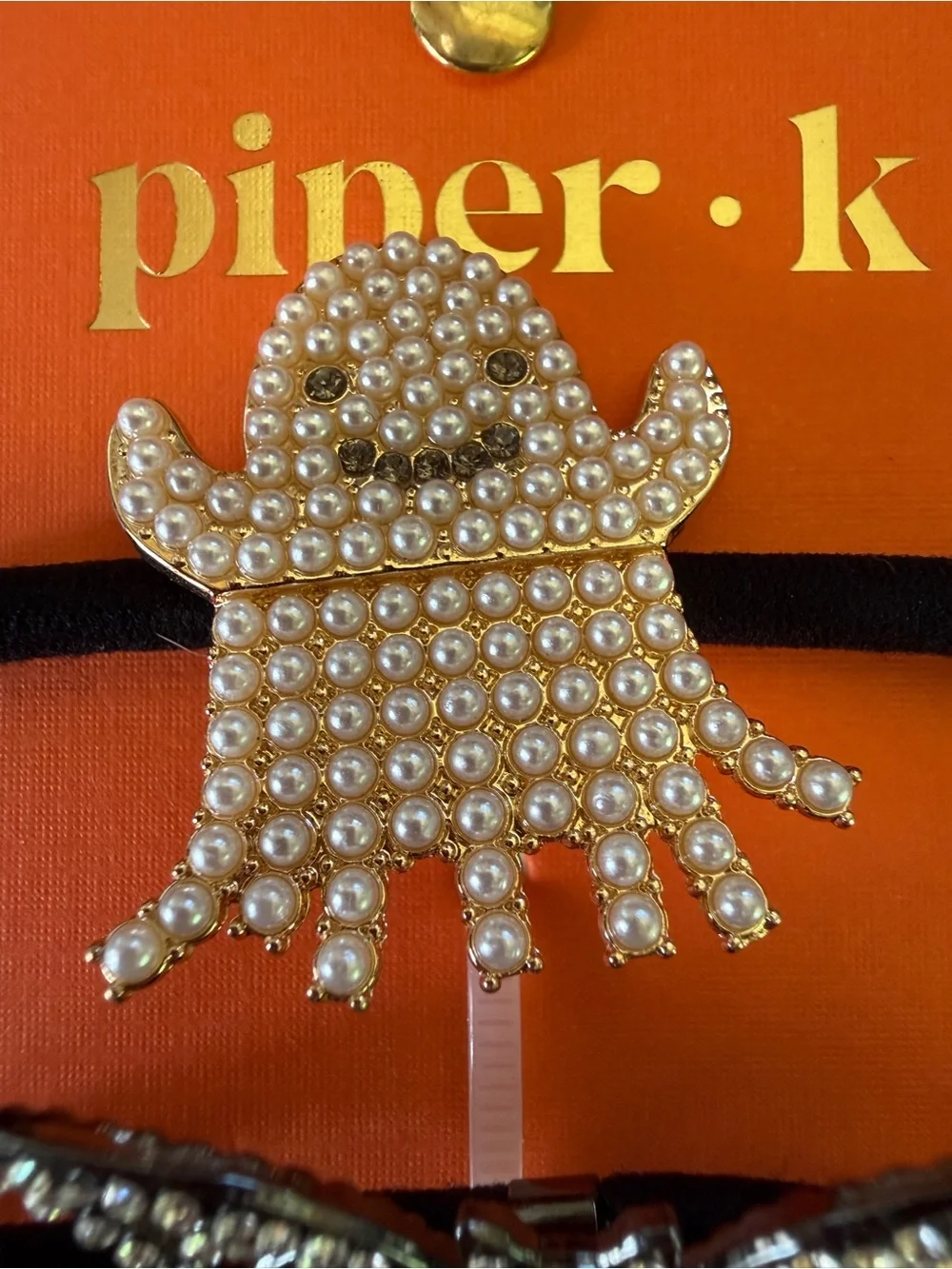 Piper Halloween Charm Hair Ties - Black with Silver-tone Accents